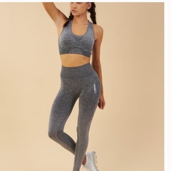 GYMSHARK Dry Adapt Heather Grey Ombré Seamless Leggings Size Small - Picture 3 of 12